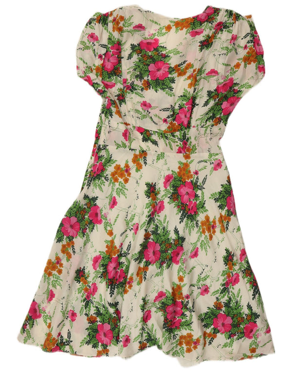 Vintage Γυναικείο Sundress UK 14 Medium Beige Floral