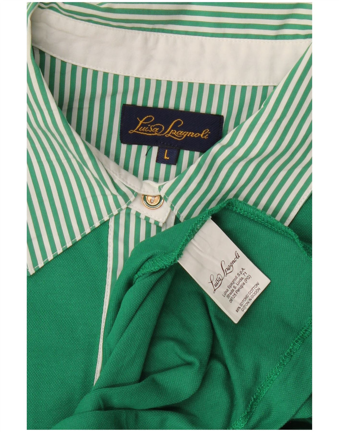 Luisa Spagnoli Γυναικείο πουκάμισο πόλο UK 14 Μεγάλο πράσινο βαμβακερό
