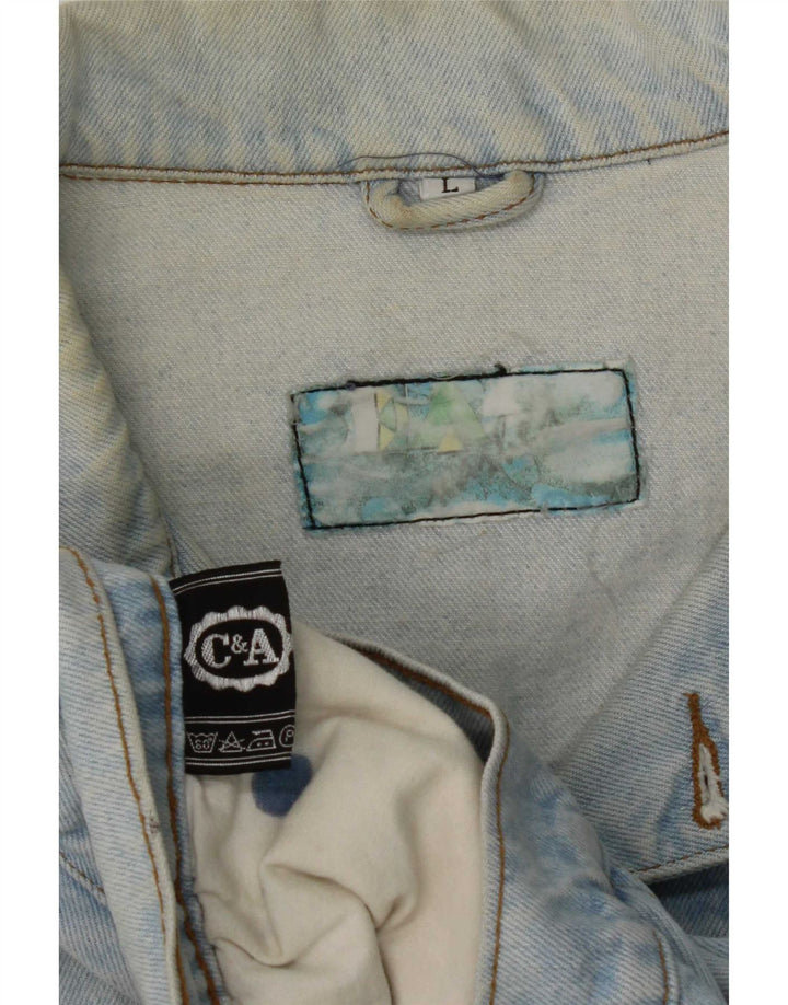C&A Γυναικείο Crop Oversized Τζιν μπουφάν UK 16 μεγάλο μπλε βαμβακερό