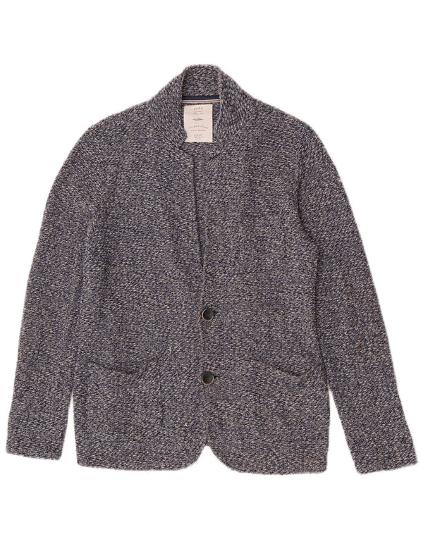 Zara Boys Knit 2 Button Blazer Jacket 13-14 Years Blue Flecked Cotton