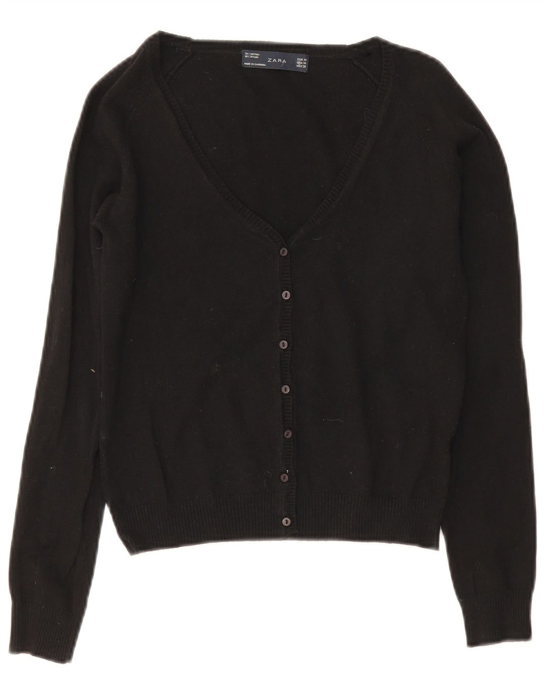 Zara Γυναικείο Bolero Jumper UK 12 μεσαίο μαύρο βαμβακερό