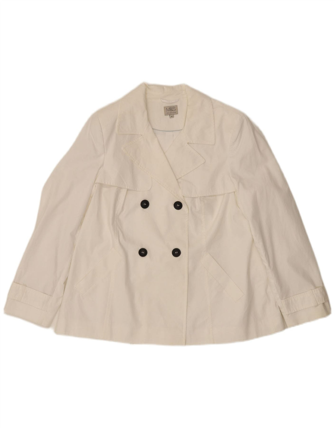 Marks & Spencer Γυναικεία κοντή καμπαρντίνα UK 16 Large White Cotton