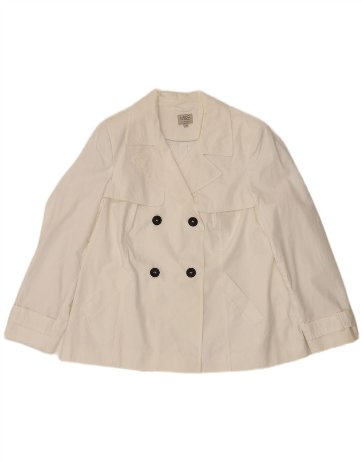 Marks & Spencer Γυναικεία κοντή καμπαρντίνα UK 16 Large White Cotton