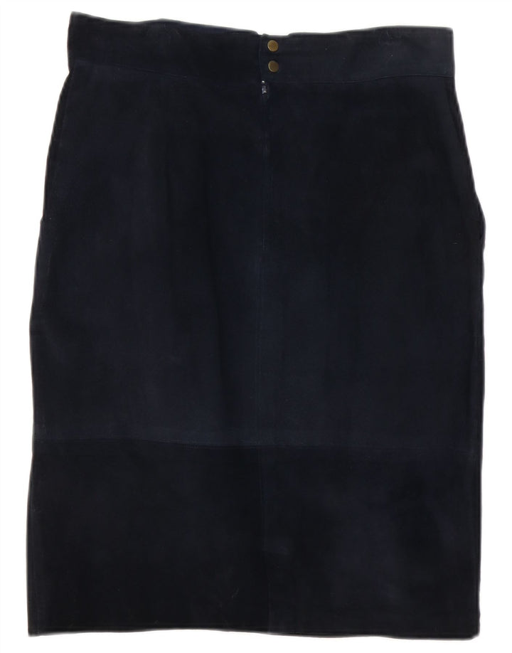 Vintage Γυναικεία Suede ίσια φούστα W30 Medium Navy Blue