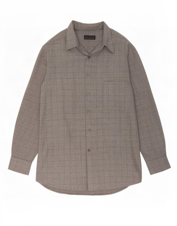 Ανδρικό ψηλό πουκάμισο Massimo Dutti 42 Large Grey Check Viscose