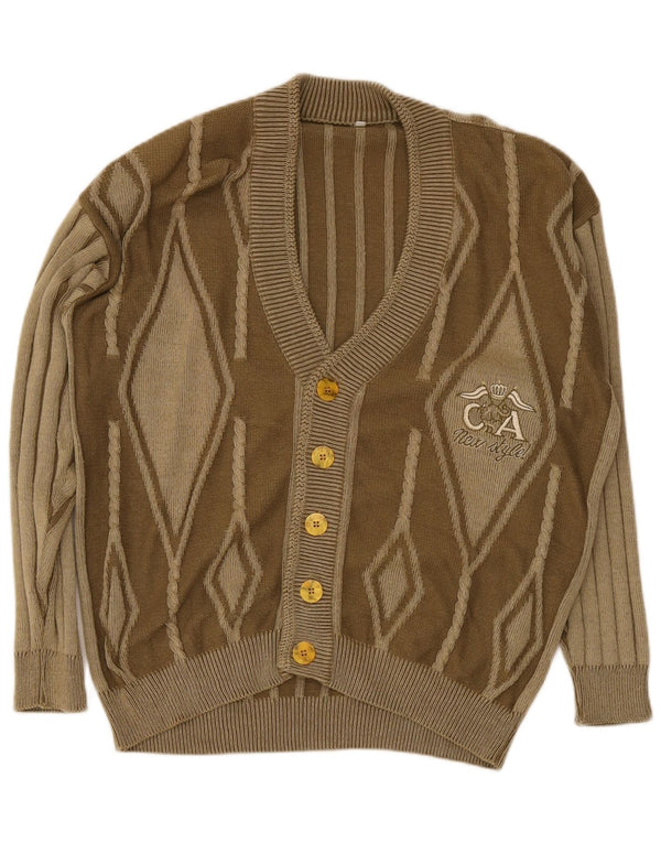 Ανδρικό vintage γραφικό ζακέτα XL καφέ Argyle/Βαμβακερό διαμάντι