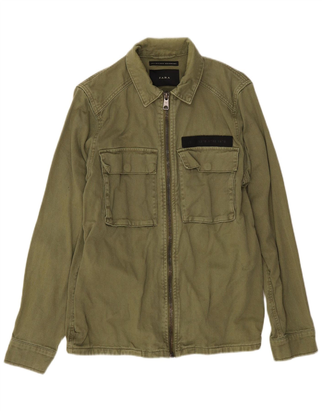 Zara Ανδρικό Bomber Jacket UK 38 Μεσαίο Πράσινο Βαμβακερό