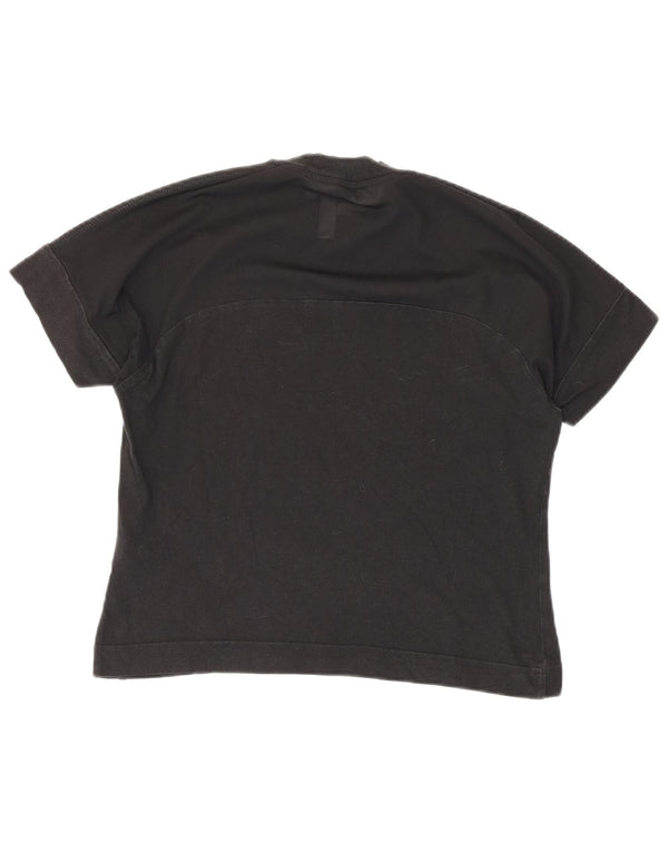Adidas Γυναικεία Crop See Through Γραφικό T-Shirt Top UK 12/14 Medium Black
