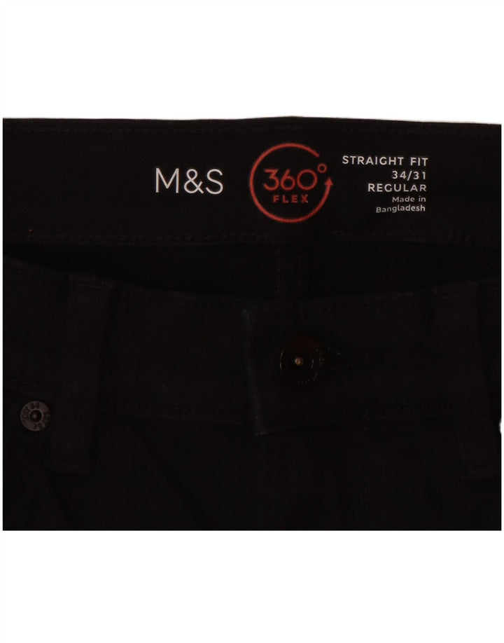 Ανδρικό τζιν κανονικό ίσιο Marks & Spencer W34 L31 Μαύρο βαμβακερό