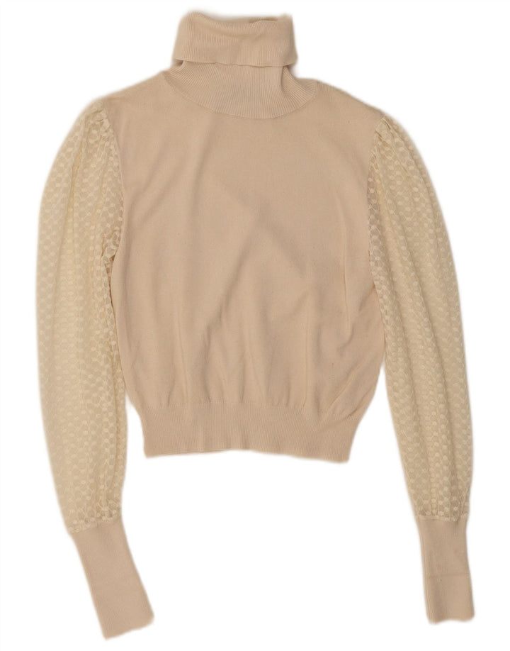 Zara Γυναικείο πουλόβερ με ρολό λαιμόκοψη UK 8 Small Beige