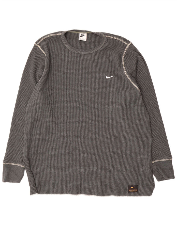 Ανδρικό τοπ Nike μακρυμάνικο 3XL γκρι βαμβακερό
