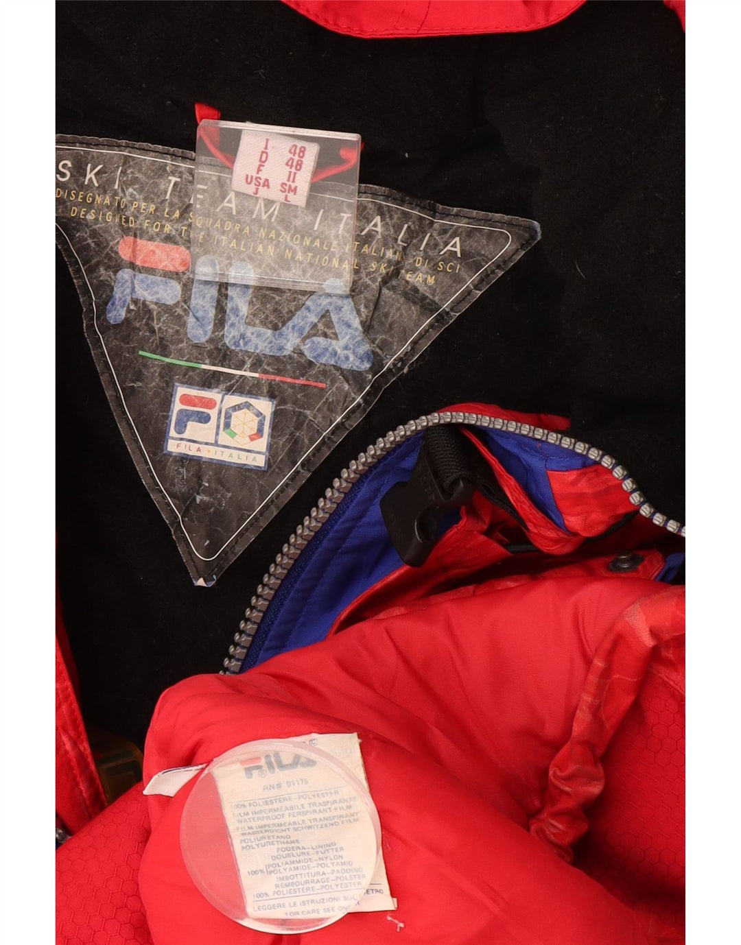 Fila Ανδρικό μπουφάν σκι με κουκούλα IT 48 XL κόκκινο γεωμετρικό πολυεστέρα