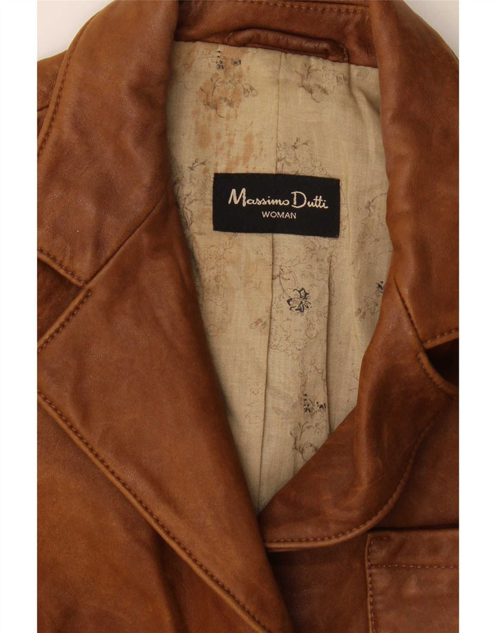 Massimo Dutti Γυναικείο δερμάτινο σακάκι με 3 κουμπιά UK 8 Small Brown