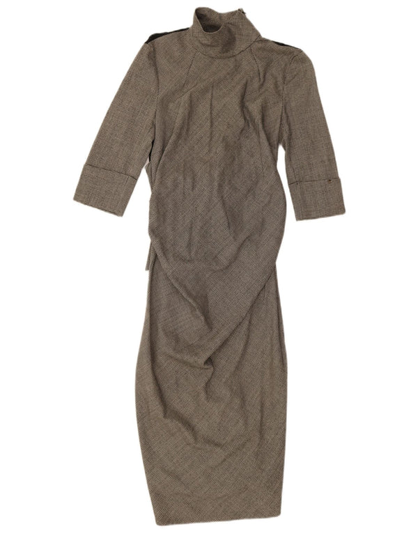 Γυναικείο μακρυμάνικο Maxi φόρεμα Sportmax UK 12 Medium Grey Houndstooth