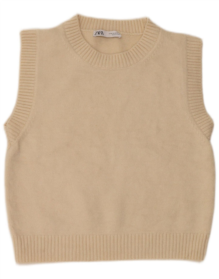 Zara Γυναικείο Γιλέκο Tank Top UK 14 Medium White Acrylic