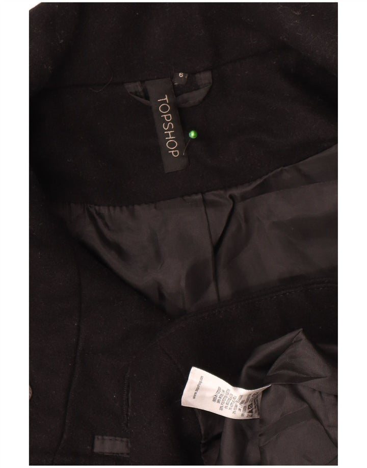 Topshop Γυναικείο Παλτό Μπιζελιού Oversized UK 6 XS Μαύρο Πολυεστέρας