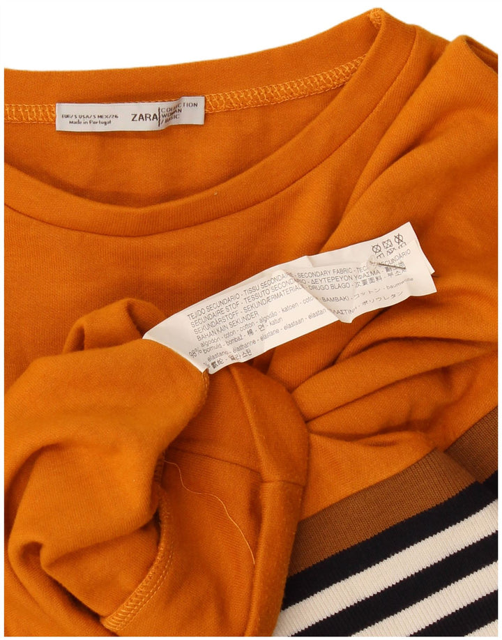 Zara γυναικεία φούτερ μεγάλου μεγέθους Jumper UK 10 Small πορτοκαλί ριγέ