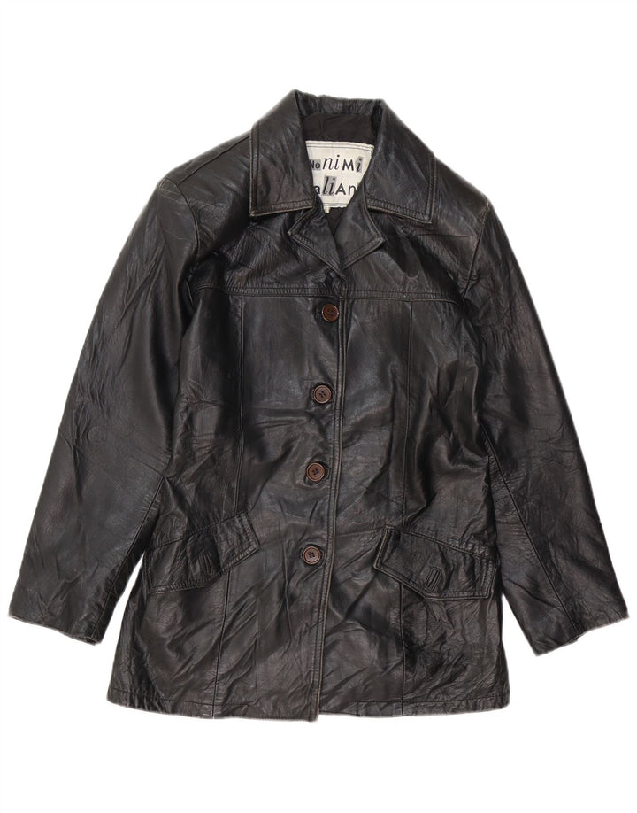 VINTAGE Γυναικείο Δερμάτινο Μπουφάν UK 10 Small Black Leather