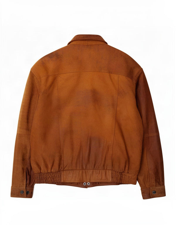 Trapper Mens Bomber Suede Jacket IT 50 Large Brown Δερμάτινο