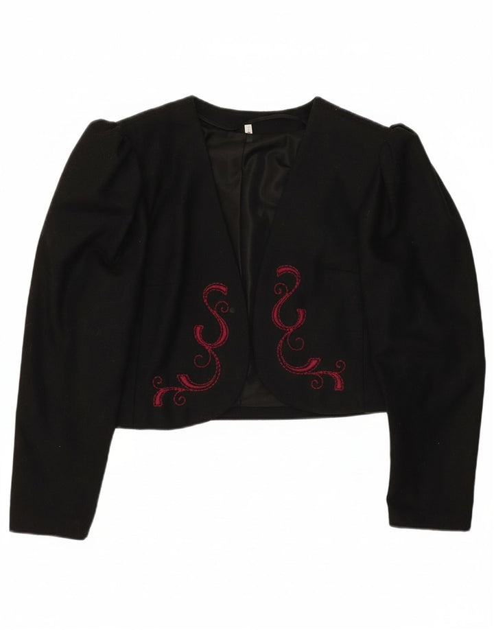 Vintage Γυναικείο Crop Blazer Jacket EU 40 Medium Black Polyester