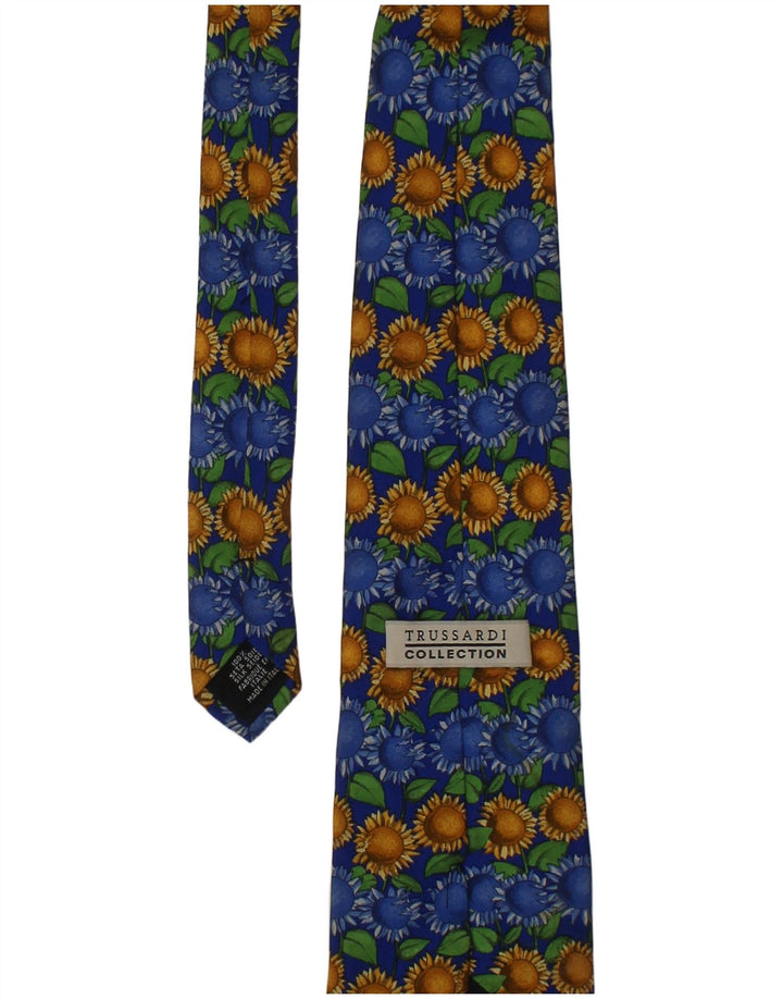 Ανδρική γραφική γραβάτα Trussardi One Size Blue Floral Silk