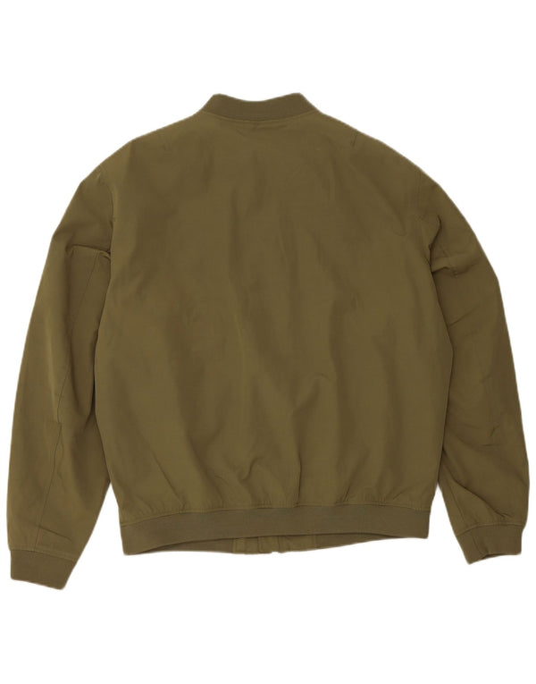 Zara Mens Bomber Jacket UK 40 Large Khaki Polyester