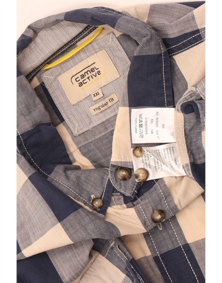 Camel Active Ανδρικό πουκάμισο κανονικής εφαρμογής 2XL Navy Blue Gingham Cotton