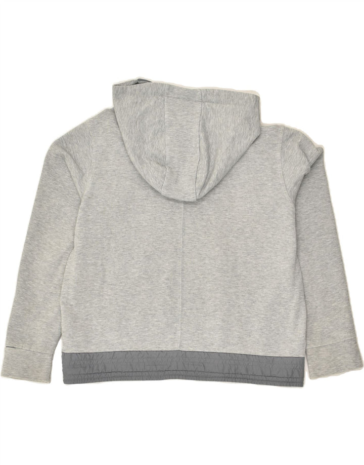 NIKE Womens Crop Hoodie Jumper UK 14 Large Grey Cotton | Vintage Nike | Thrift | Second-Hand Nike | Used Clothing | Messina Hembry 