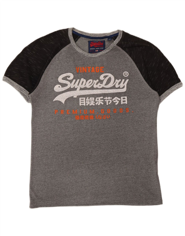 Ανδρικό γραφικό μπλουζάκι SUPERDRY Top Large Grey Colourblock Βαμβακερό