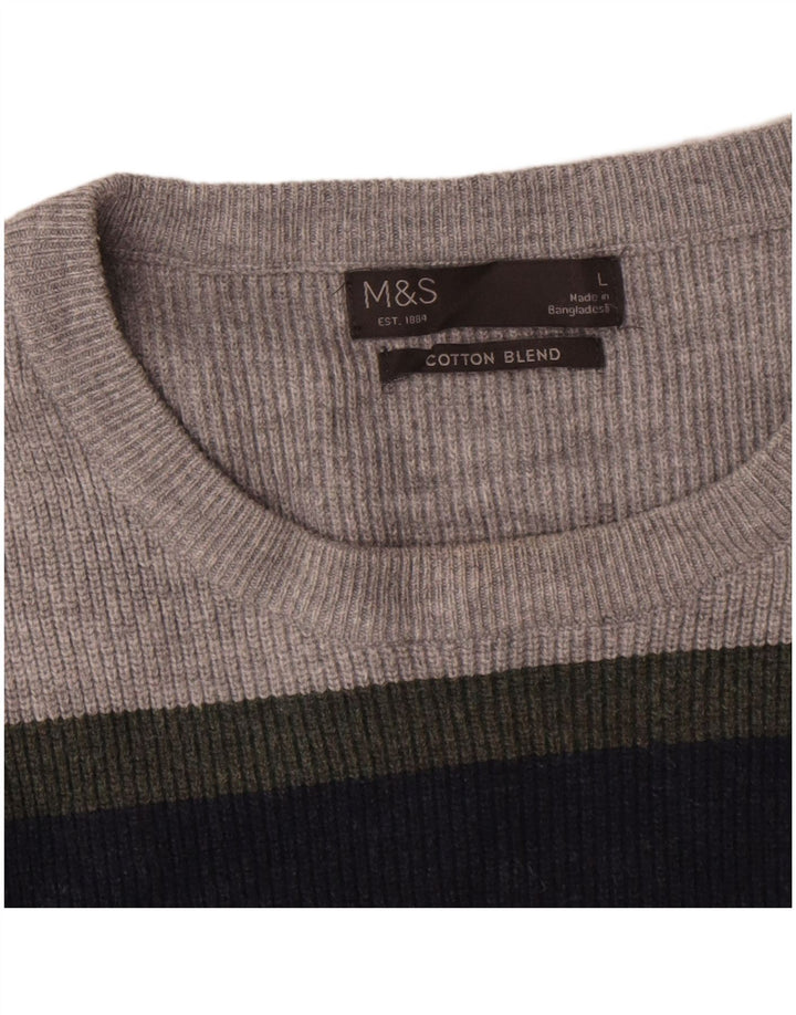 Marks & Spencer Ανδρικό πουλόβερ με λαιμόκοψη μεγάλο, πολύχρωμο ριγέ