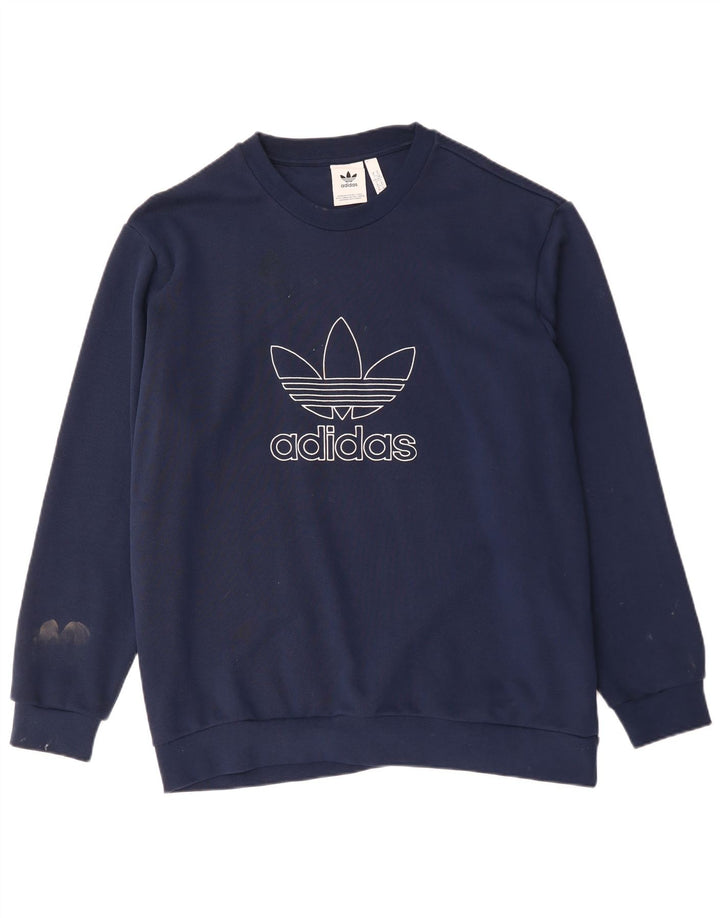 Ανδρικό γραφικό φούτερ ADIDAS Jumper XL Navy Blue Cotton