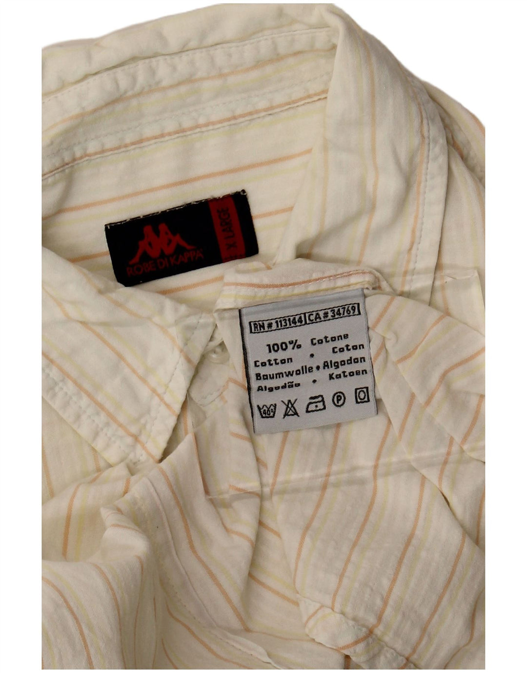 Ανδρικό πουκάμισο Kappa XL Off White Βαμβακερό με ρίγες