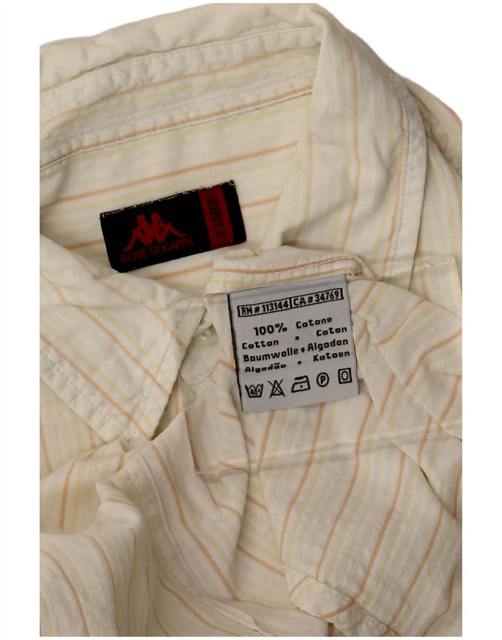 Ανδρικό πουκάμισο Kappa XL Off White Βαμβακερό με ρίγες