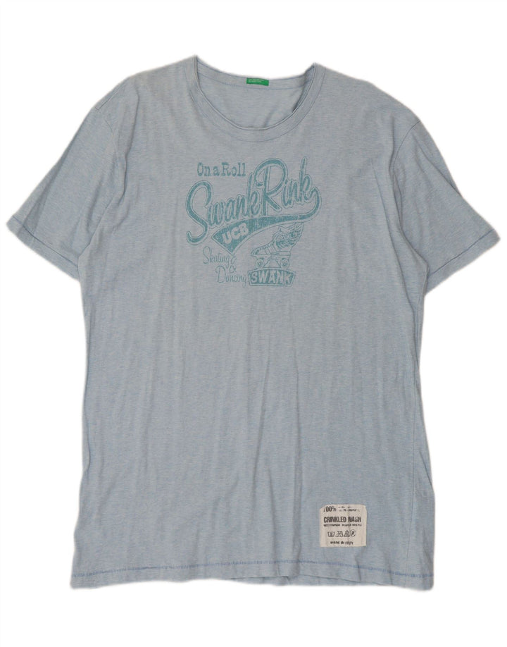 Ανδρικό γραφικό μπλουζάκι Benetton Top 2XL Μπλε βαμβακερό