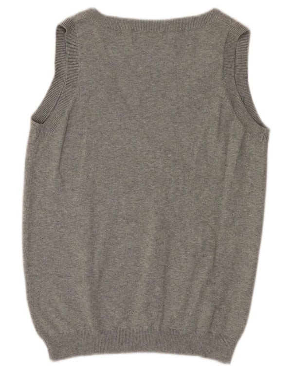 Zara Womens Crop Vest Tank Top UK 14 Large Grey Cotton