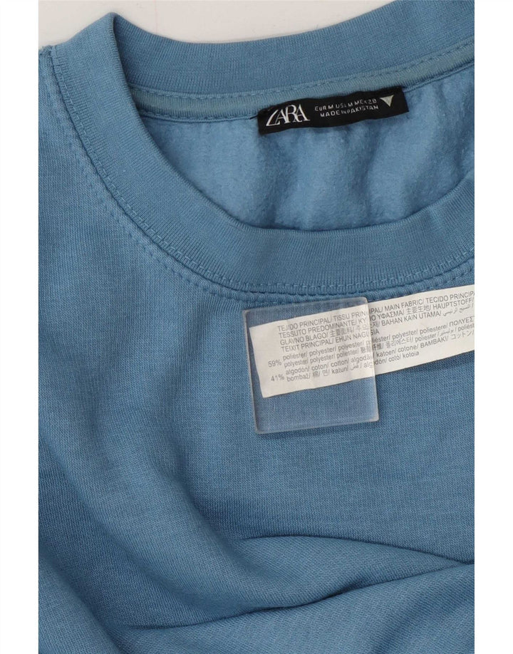 Zara Γυναικεία Φούτερ Jumper UK 14 Medium Blue Polyester