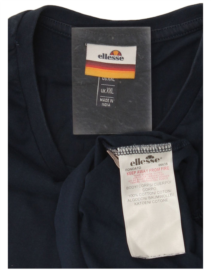 ELLESSE Ανδρικό γραφικό T-Shirt Top 2XL Navy Blue Cotton