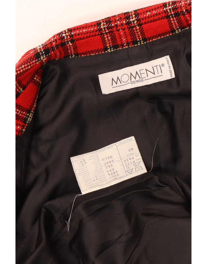 Momenti Γυναικείο Μπλέιζερ με 3 κουμπιά μπουφάν IT 40 Μικρό κόκκινο καρό μαλλί