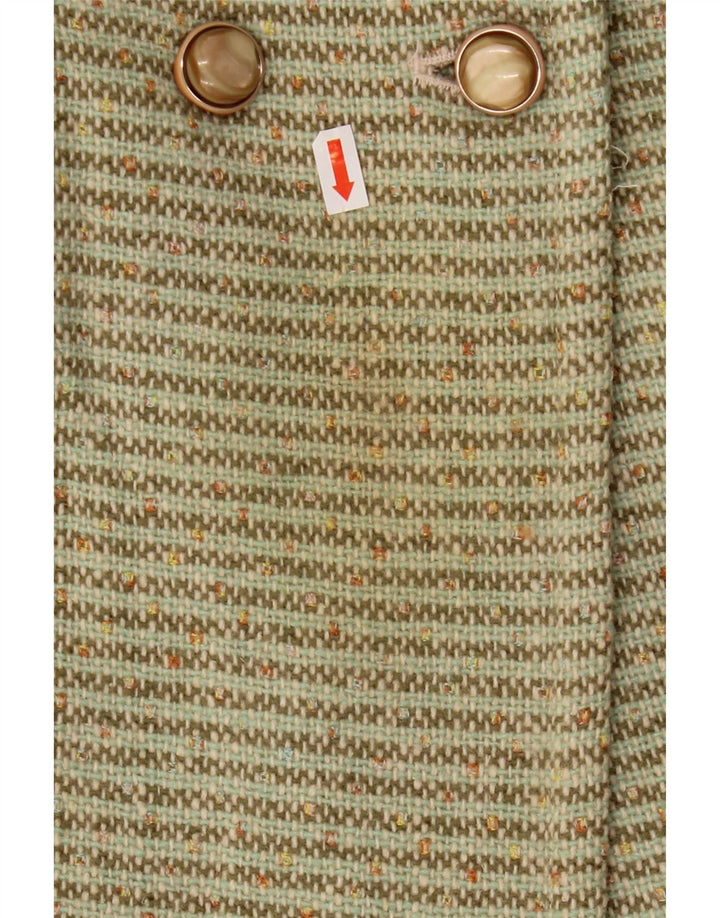 NOA NOA Γυναικείο παλτό με διπλό στήθος UK 14 Μεσαίο πράσινο ριγέ μαλλί