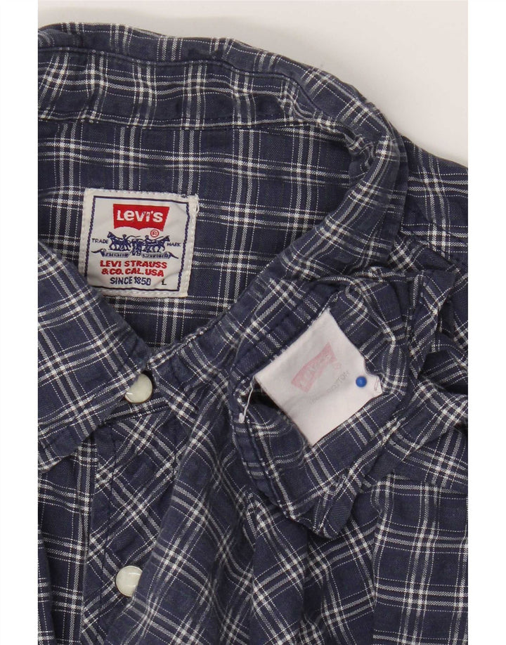 Ανδρικό πουκάμισο Levi's Large Navy Blue Check Cotton