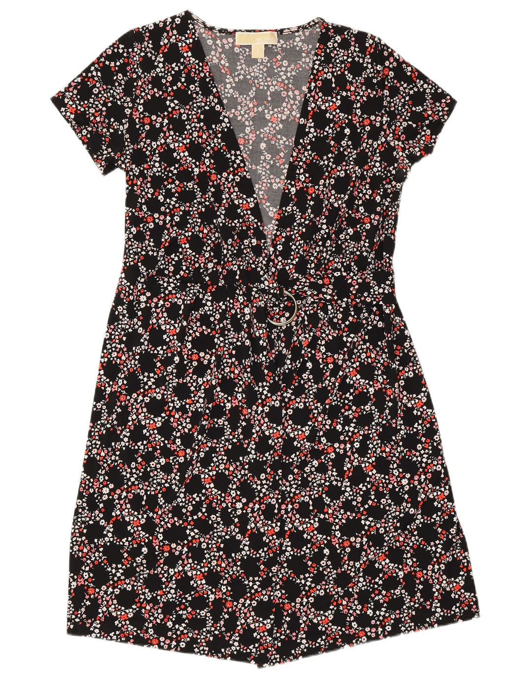 MICHAEL KORS Γυναικείο Wrap Dress UK 10 Small Black Floral Polyester