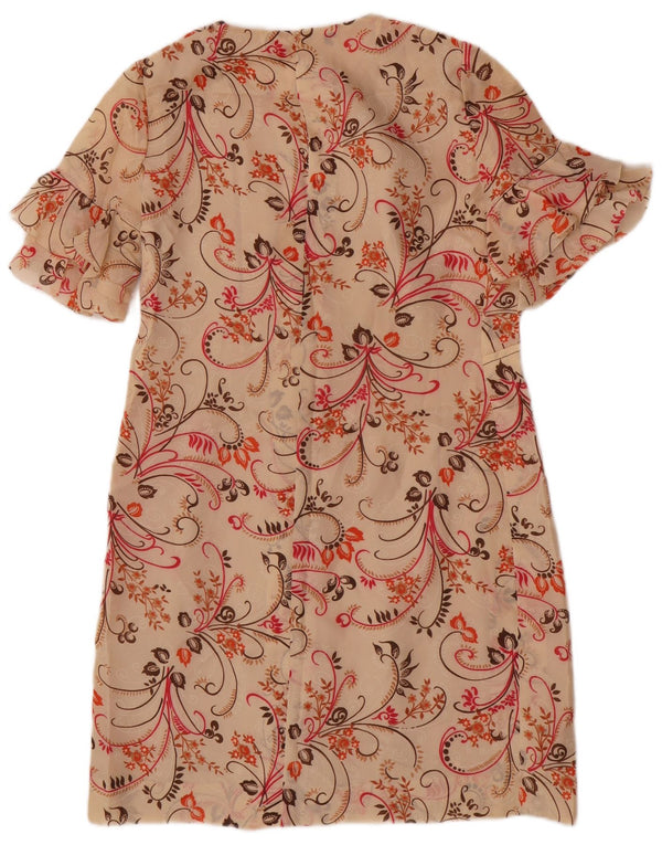 Vintage γυναικείο φόρεμα με θήκη UK 14 Medium Beige Floral