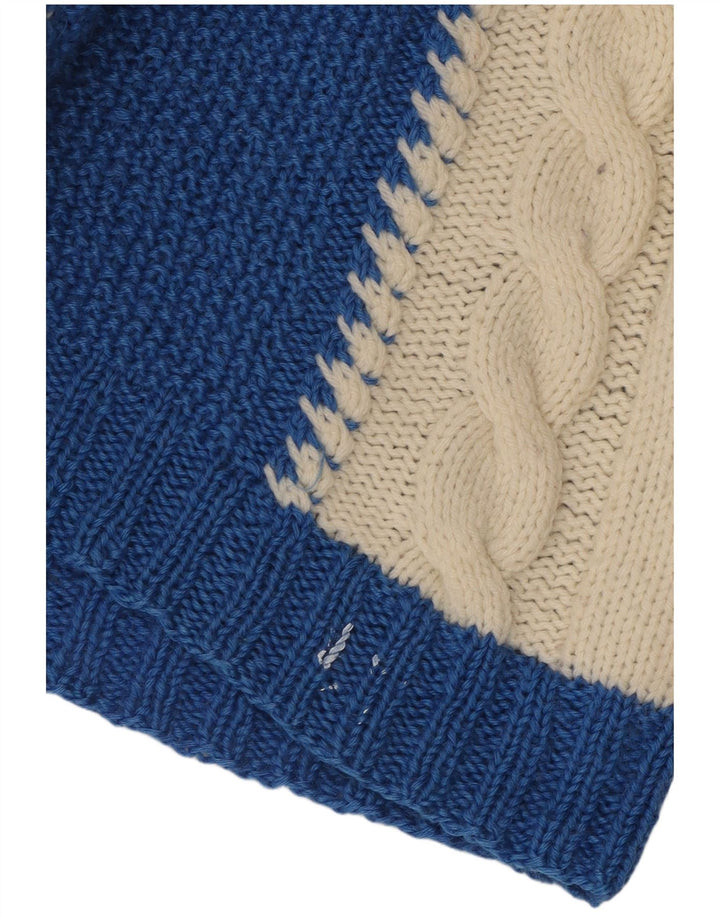 VINTAGE Γυναικείο πουλόβερ με λαιμόκοψη με V λαιμόκοψη UK 10 Small Blue Colourblock