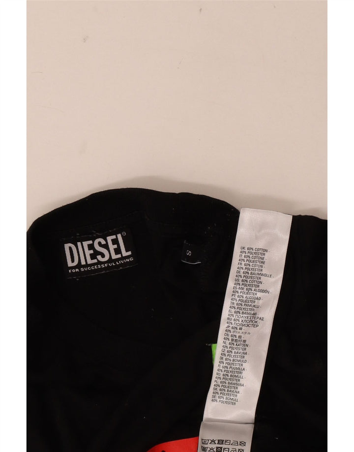 Diesel Ανδρικό γραφικό T-Shirt Top Μικρό μαύρο βαμβακερό