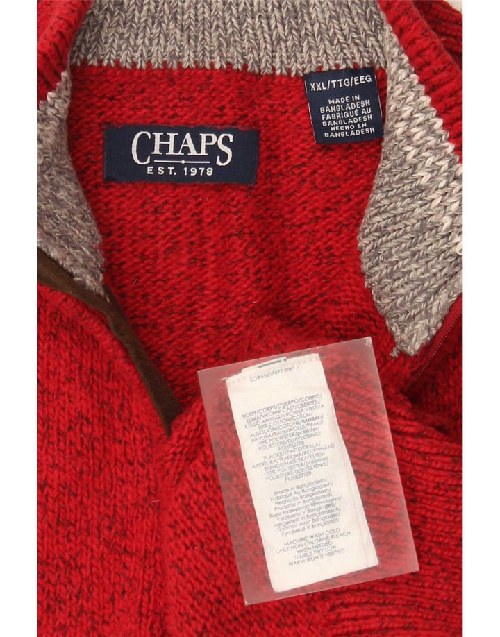 Chaps Ανδρικό πουλόβερ με φερμουάρ 2XL, βαμβακερό κόκκινο