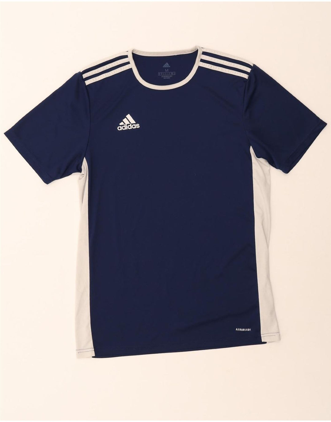 ADIDAS Mens Aeroready T-Shirt Top Medium Navy Blue Colourblock Polyester Vintage Adidas and Second-Hand Adidas from Messina Hembry 