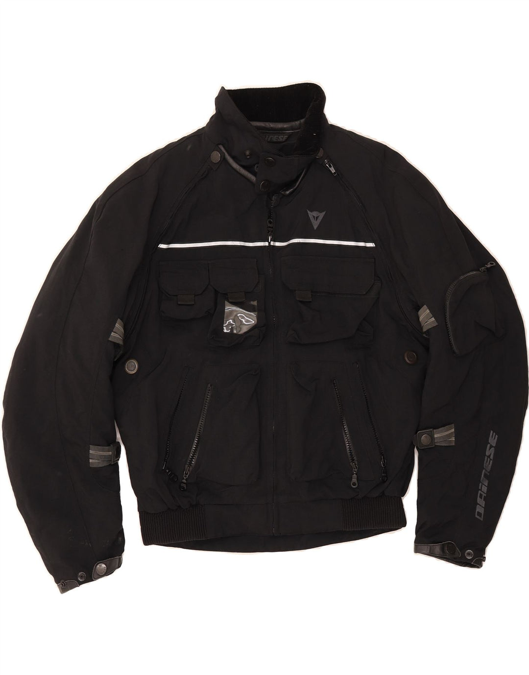 DAINESE Mens Graphic Racer Jacket IT 46 Small Black Nylon Vintage Dainese and Second-Hand Dainese from Messina Hembry 