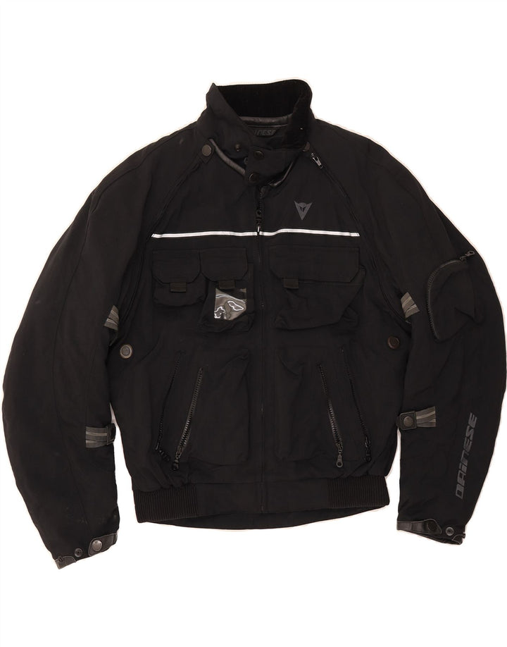 DAINESE Mens Graphic Racer Jacket IT 46 Small Black Nylon Vintage Dainese and Second-Hand Dainese from Messina Hembry 