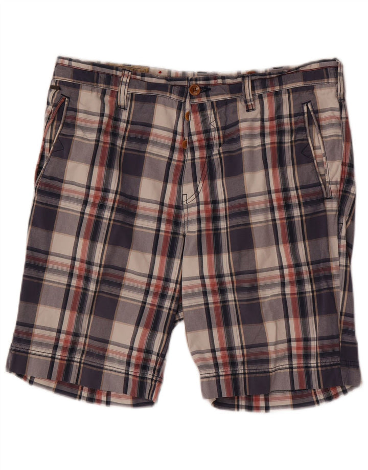 Ανδρικό σορτς Chino Guess W34 Μεγάλο μπλε ναυτικό βαμβακερό καρό