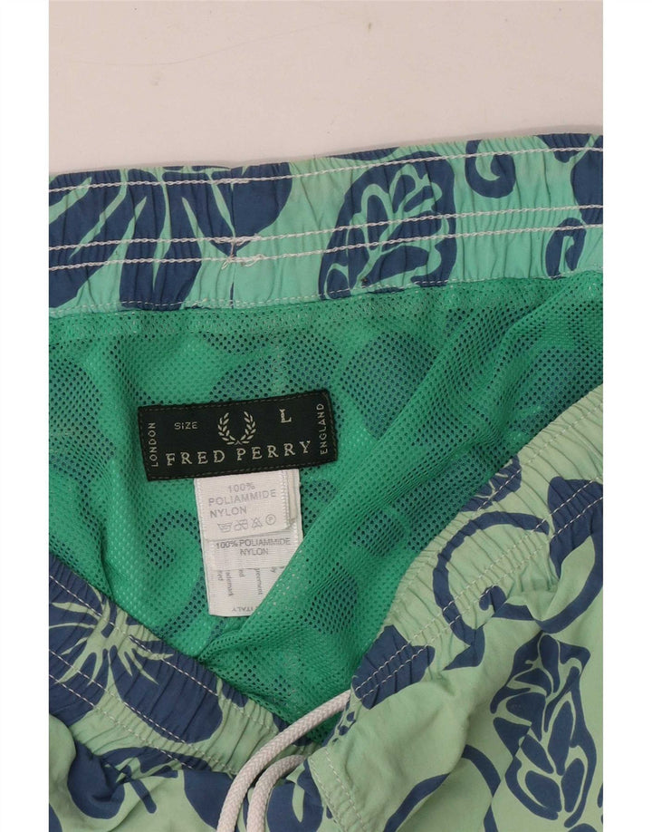 Fred Perry Ανδρικό κανονικό σορτς κολύμβησης μεγάλο πράσινο λουλουδάτο πολυαμίδιο